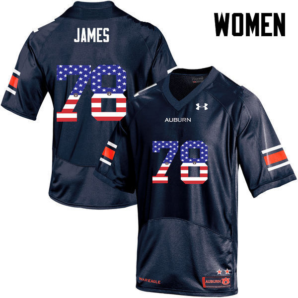 Auburn Tigers Women's Darius James #78 Navy Under Armour Stitched College USA Flag Fashion NCAA Authentic Football Jersey WCD8574RB